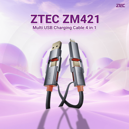 สายชาร์จไนลอนถัก ZTEC ZM421 4-IN-1 รองรับชาร์จเร็ว 240W (สลับเปลี่ยนหัวได้)_1
